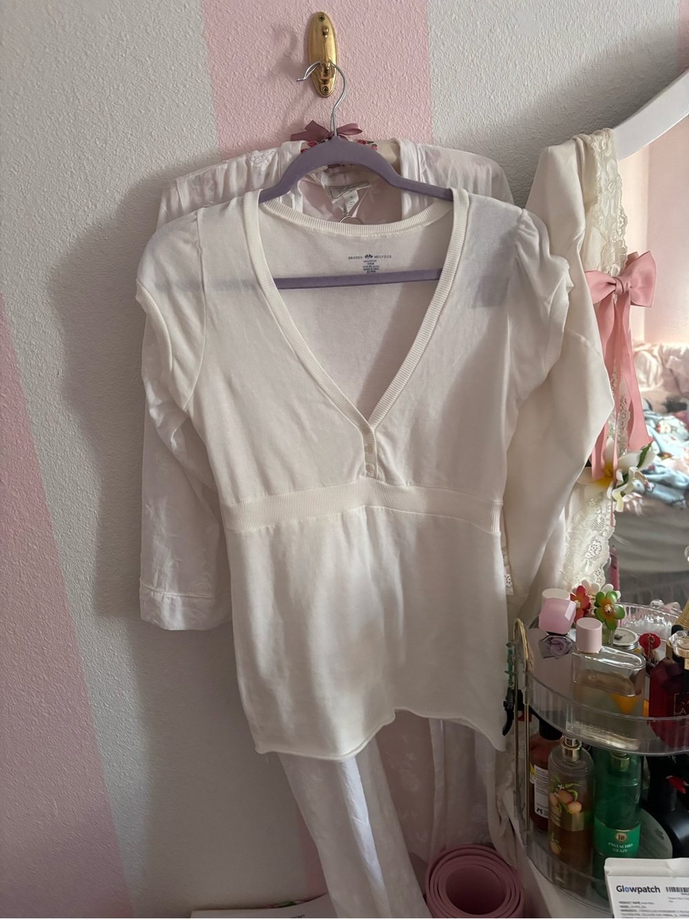Brandy Melville Cream V-Neck Knit Tunic